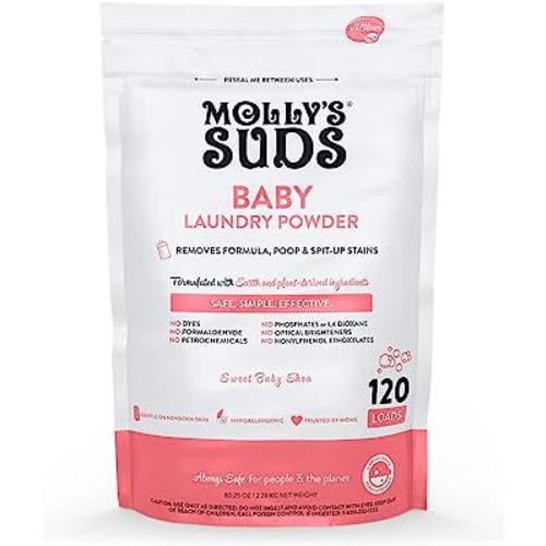 Molly's Suds Baby Laundry Detergent Powder | Removes Formula, Poop & Spit-Up Stains | Extra Gentle for Newborns (Sweet Baby Shea)