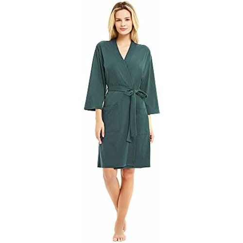 U2SKIIN Womens Robes, 100% Cotton Lightweight Robes 3/4 Sleeves Kimono Knit Soft Loungewear Short Bathrobe