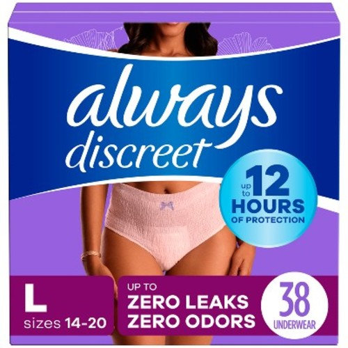 Always Discreet Adult Postpartum Underwear for Women - Maximum Protection, Size: L