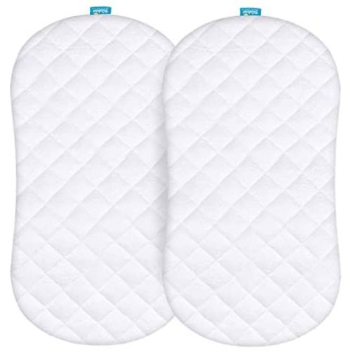 Bassinet Mattress Pad Cover Compatible with Halo Bassinet Swivel, Glide Sleeper, Waterproof Mattress Protector, 2 Pack, Ultra Soft Bamboo Sleep Surface, Breathable and Easy Care