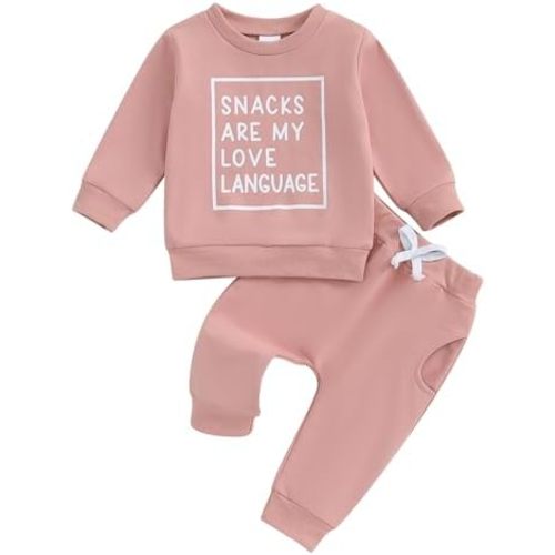 Toddler Baby Girl Fall Clothes Outfits Letter Print Sweatshirt Jogger Pant Clothes Set Cute Fall Winter Outfit