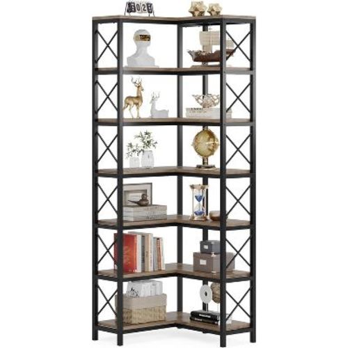 Tribesigns 7-Tier L-Shaped Bookshelf, Modern Corner Book Display Shelving Unit