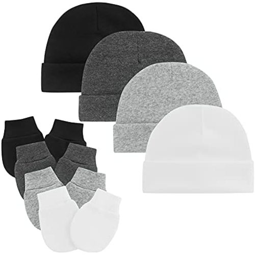 Zando Baby Hats and Mittens Newborn Hospital Hat Essentials Warm Knit Beanie Safety Anti-Scratch for Boys Girls 0-6M