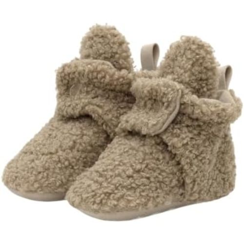 Robeez Baby Girls and Boys Crib Fleece Sherpa Snap Booties with Slip-Resistant Soles for Infant and Toddler, 0-18 Months