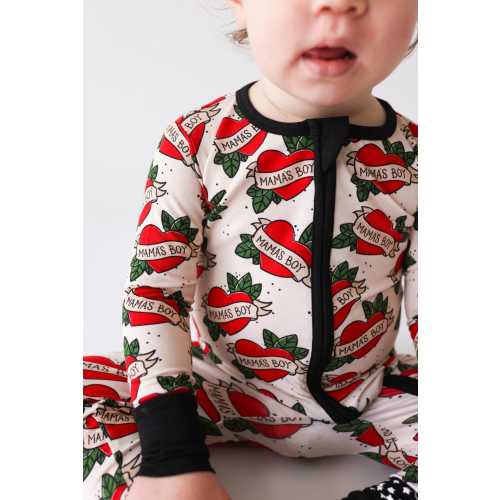 Mama's Boy - Old School Tattoo - Convertible Zip Up Romper for Babies and Toddlers