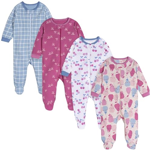 Onesies Brand baby-girls 4-pack Sleep 'N Play Footies Multi Pack