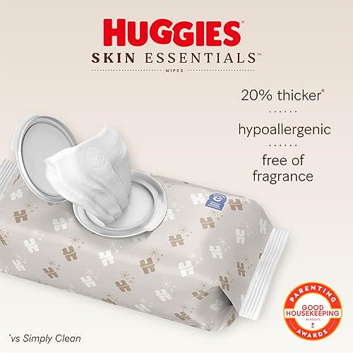 Huggies Skin Essentials Baby Wipes, Hypoallergenic, 99% Water, 6 Flip Top Packs (336 Wipes Total)