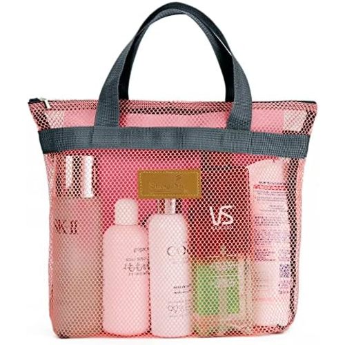 Mesh Shower Caddy Bag Portable Hanging Toiletry and Bath Organizer with Zipper for Travel, Gym, Camping, College Dorms, Beach