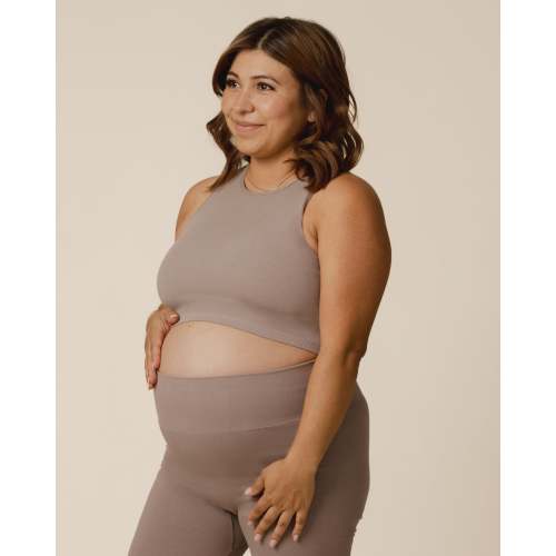 Sublime® Bamboo Maternity & Nursing Longline Bra Top | Taupe - Kindred Bravely