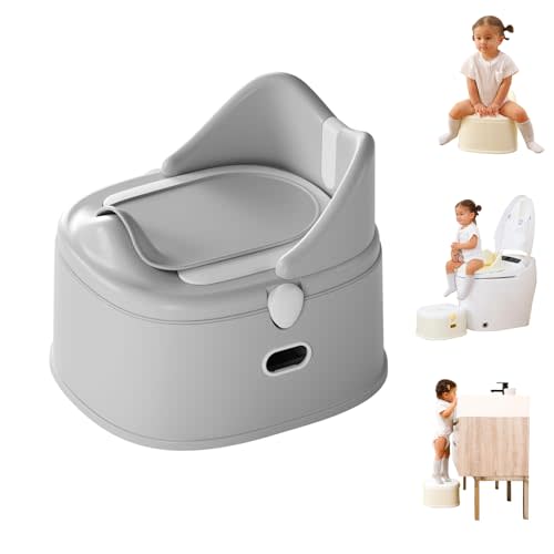 RGKQSY 3 in 1 Toddler Potty Training Toilet Seat with Steps Ladder, Foldable Potty Train Chair Adapter for Toddlers Kids Boys Girls, Gray