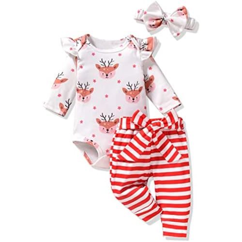 Aalizzwell Preemie Newborn Infant Baby Girls Clothes Ribbed Romper Bodysuit Pants Set Fall Winter Outfits