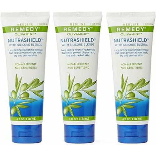 Medline Remedy Nutrashield, Skin Protection, Relieves Chapped or Cracked Skin, Ideal for Dry Denuded Skin, 4 oz (Pack of 3)