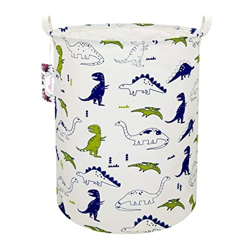 TIBAOLOVER Dinosaur Laundry Basket Baby Laundry Hamper Cute Kids Hamper Toy Storage Bin Handles for Boys and Girls Dinosaur Room Decor (Polychrome Dinosaurs)