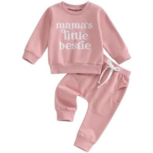 SAYOO Baby Girl Fall Outfit I Get My Attitude From All Women Funny Letter Sweatshirt Pullover +Sweatpants Toddler Clothes