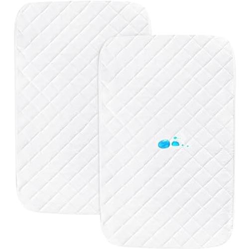 Bassinet Mattress Pad Cover Fit for Baby Delight/Mika Micky/Dream On Me Lotus/ANGELBLISS/KoolerThings (3 in 1) Bedside Sleeper, Waterproof Bassinet Mattress Protector Quilted Bassinet Sheets 2 Pack