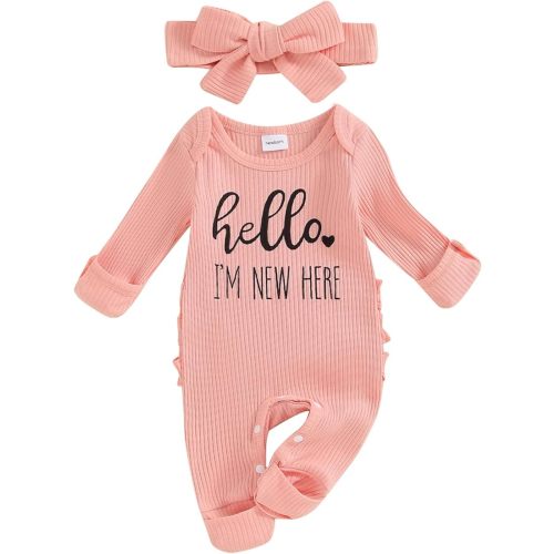 MERSARIPHY Baby Girl Newborn Clothes Little Sister Coming Home Outfit Long Sleeve Romper Jumpsuit Preemie Hospital Outfits