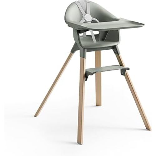 Stokke Clikk High Chair, Glacier Green - All-in-One High Chair with Tray + Harness - Light, Durable & Travel Friendly - Ergonomic with Adjustable Features - Best for 6-36 Months or Up to 33 lbs