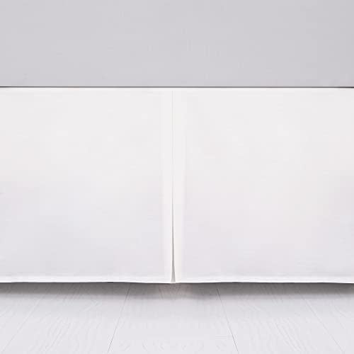 TILLYOU White Pleated Crib Bed Skirt for Baby Boys Girls, 100% Natural Soft Dust Ruffle, Standard Nursery Bedding Toddler Bedskirt Solid, 14" Drop