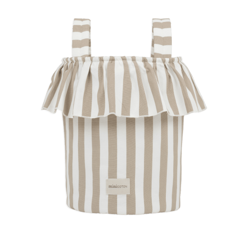 Basket Rayas - Oak + White · Minicoton