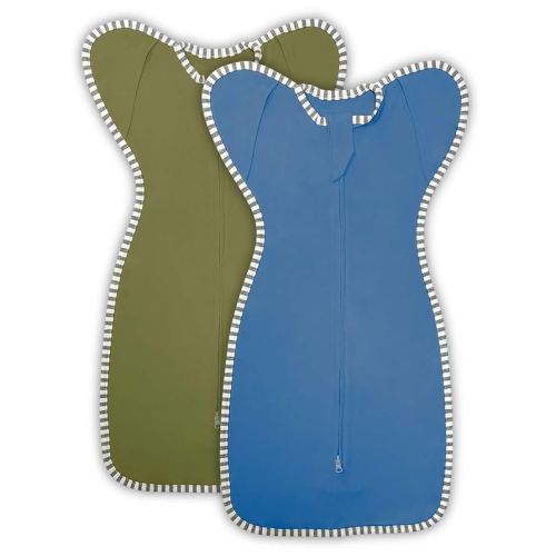 Transitional Swaddle 6-9 Months Baby Wearable Blanket, 2-Pack Infant Sleep Sack Arms up Swaddle with 2-Way Zipper Arms in/Out 100% Cotton 0.8 Tog Baby Transition Swaddle Sack (Large 20-27lbs)