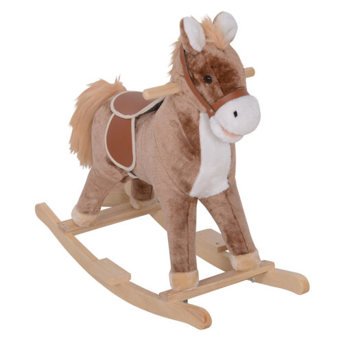Qaba Kids Rocking Horse with Soft Plush Body & Wooden Base for Years 3+ | Wayfair