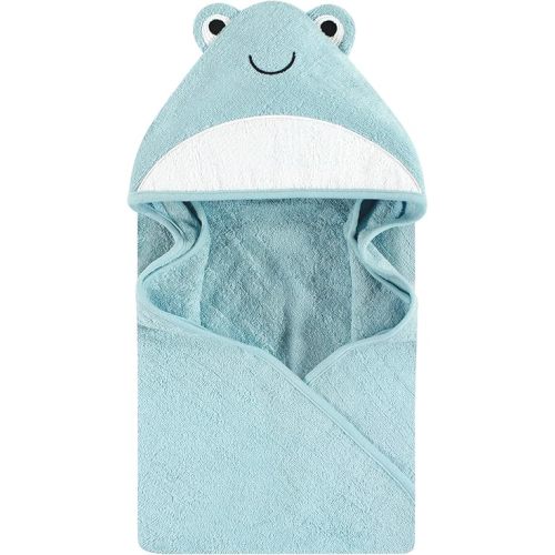 Hudson Baby Unisex Baby Cotton Animal Face Hooded Towel, Cool Frog, One Size