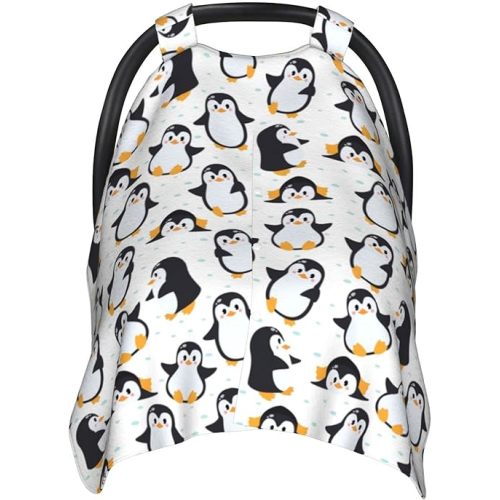 Penguin Car Seat Cover for Baby in Winter Summer, Nursing Cover for Mom Penguin Stuff for Baby Boys Girls