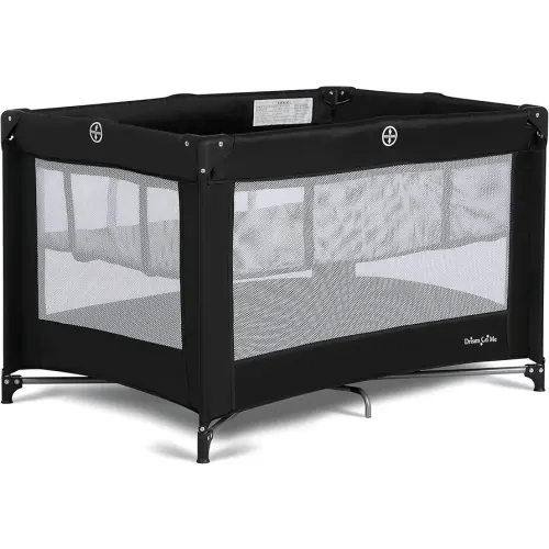 Dream On Me Zazzy Portable Playard with Bassinet in Black, Lightweight Packable and Easy Setup Baby Playard with Mattress and Travel Bag