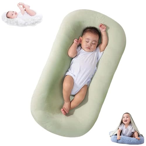 DAOLUAN Baby Lounger Bionic Organic Lounger Soft Breathable Baby Nest for Newborn Infant Babies 0-18 Months (Green, OneSize)