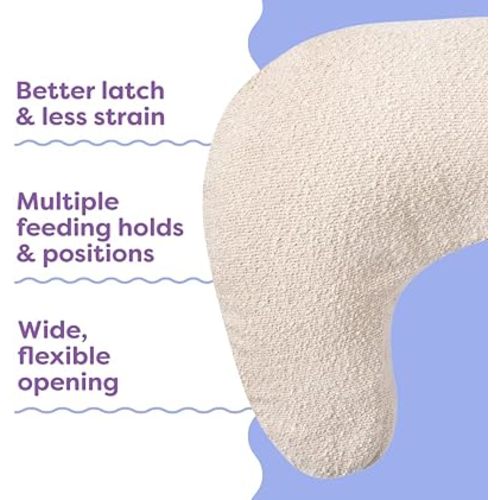 Boppy Nursing Pillow - Ergonomic Bottle & Breastfeeding Pillow with High, Firm, Large Area, Water-Repellent Cushion with Washable Cover; Baby Safety Alliance Verified - Oatmeal Boucle
