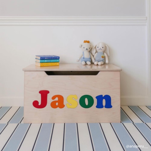Hollow Woodworks Personalized Classic Maple Toy Box - Primary