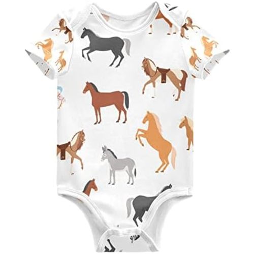 Baby Bodysuits Cute Short Sleeve Cotton Baby Suits for Boys Girls 0-24 Months
