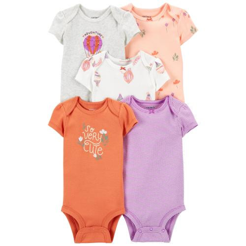 Baby 5-Pack Short-Sleeve Original Bodysuits - 6M - Style,Orange/Purple