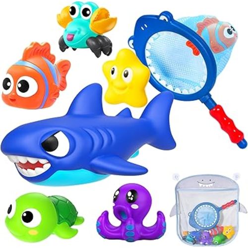 No Hole Mold Free Baby Bath Toys for Kids Ages 1-3,Water Toys for Babies and Toddlers,Ocean Animal Bath Toys for Bathtub,Shower,Beach, Pool,Water Table,Boys Girls Gifts with Storage Bag
