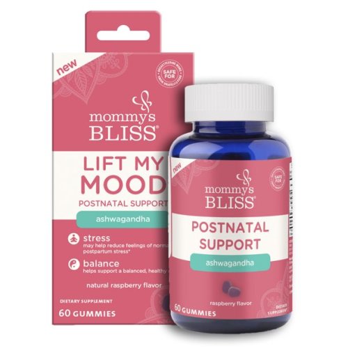 Mommy's Bliss Lift My Mood with Ashwagandha Gummies, Postnatal Multivitamin Supplement Support, 60 Count
