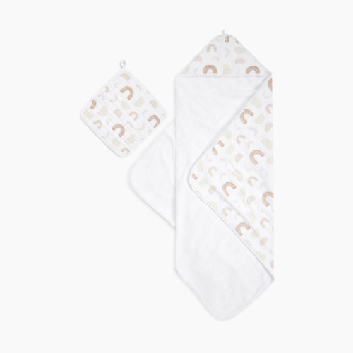 Muslin Hooded Towel And Wash Cloth Set - Keep Rising