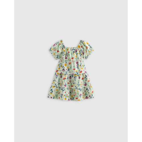 Poplin Tiered Dress in Botanical Floral