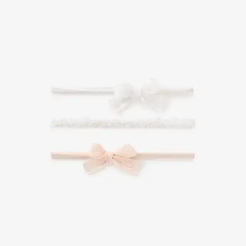 Flower Lace Headband & Eyelet Lace Bows 3Pk