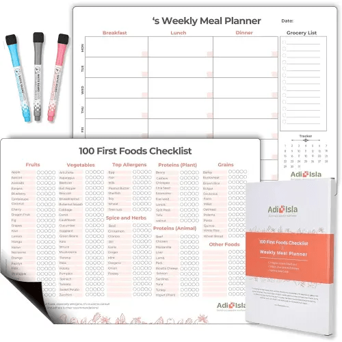 Baby First Food Tracker & Weekly Meal Planner Magnetic, 35x25 cm