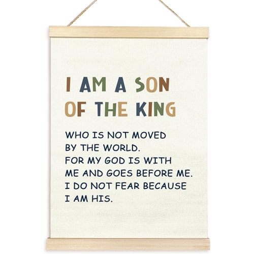 TAEDIN Christian Baby Boy Room Poster Hanger Frame, Faith Scripture Wood Wooden Canvas Artwork Print, Positive Affirmations Wall Decor Painting for Boys Room Bedroom Nursery Decor 12X16