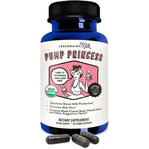 Legendairy Milk Pump Princess Lactation Supplement - Breastfeeding Supplements for Milk Supply Increase and Milkflow - Organic Black Cumin, Fennel and Dill Seeds, Fenugreek Free - 60 Capsules