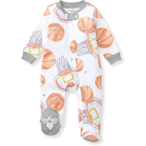 Burt's Bees Baby Boys' Organic Cotton Loose Fit Sleep and Play One-Piece Zip Front Footed Pajamas