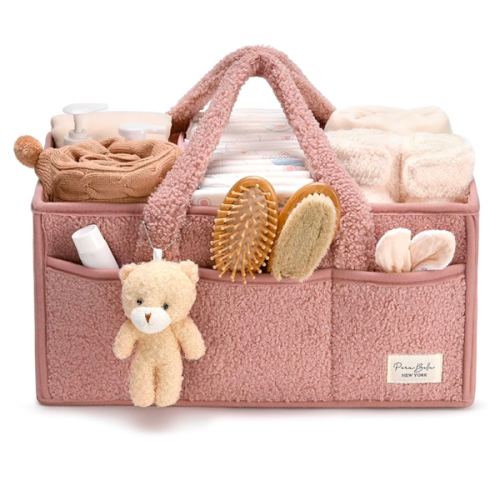 PeraBella Baby Diaper Caddy Organizer for Changing Table, Baby Storage Basket for Diapers and Baby Wipes, Gift for Baby Shower, Car Caddy Organizer, Nursery Diaper Organizer, Portable Diaper Storage