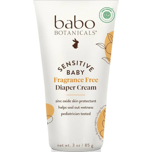 Babo Botanicals Sensitive Baby Fragrance-Free Diaper Cream - 25% Natural Zinc Oxide - Calendula, Shea & Cocoa Butter - EWG Verified - Vegan- from Birth on - 1 or 2 Pack Tube - 6oz Jar