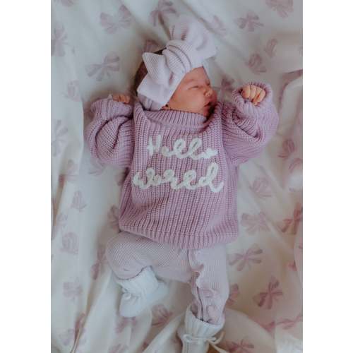'Hello World' Chunky Knit Jumper | Lilac