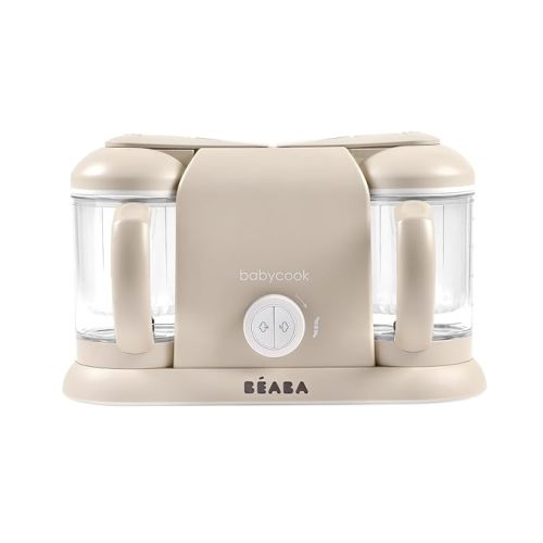 BEABA Babycook Duo 4 in 1 Baby Food Maker, Puree Steamer and Blender for Purees, Grinder with Auto Steam Cooking, Lrg 9.1 Cup Capacity, Makes 54 Servings in 20 Mins, Oat