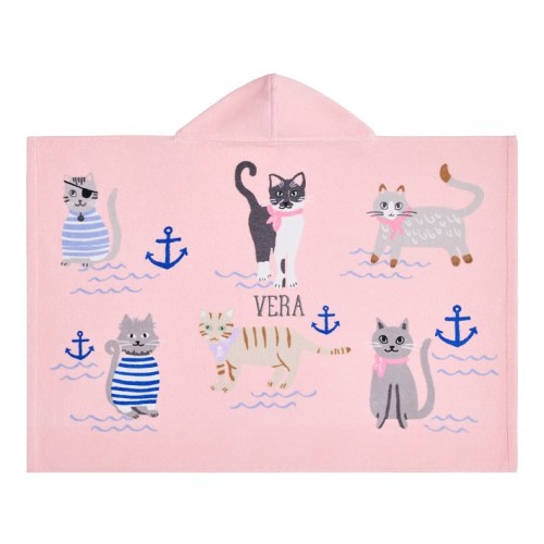 Salty Cat Beach Hooded Towel