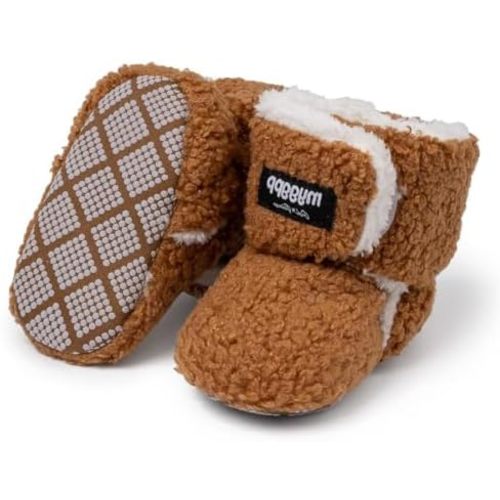 KIDSUN Infant Baby Boy Girl Cozy Fleece Bootie Newborn Stay On Slipper Winter Warm Gripper Non-Slip Crib Shoes