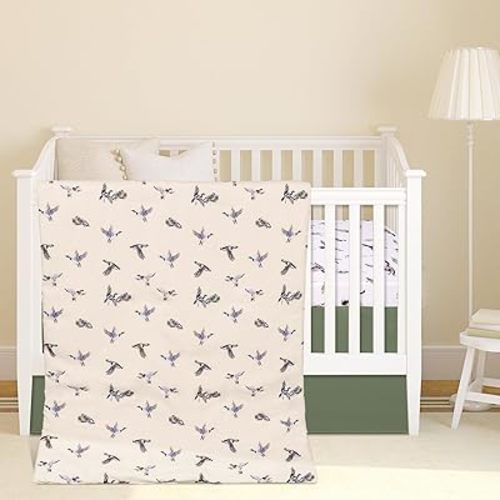3 Pieces Mallard Duck Nursery Crib Bedding Set for Girls Boys Mallard Duck Baby Standard Size Bedding Sets with Comforter Fitted Sheet Crib Skirt