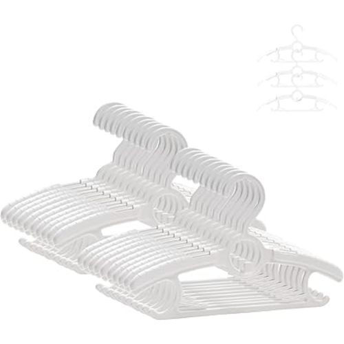 ManGotree Baby Hangers for Nursery Closet, 11''-14.5'' Adjustable Non-Slip Kids Hangers, Space Saving Stackable Plastic Hangers for Baby Toddler Children Kids Teen (20 Pack, White)
